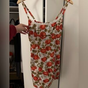 Reformation Aperol Linen Dress in Tomato Print